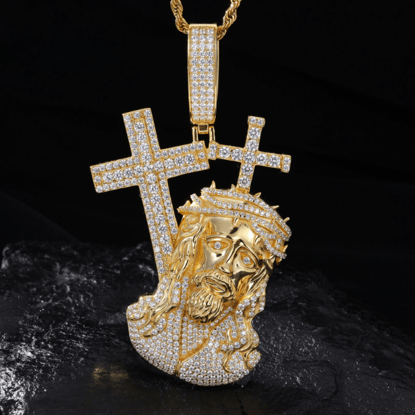 Pendentif Jesus 2 Crosses | Moissanite Frillz